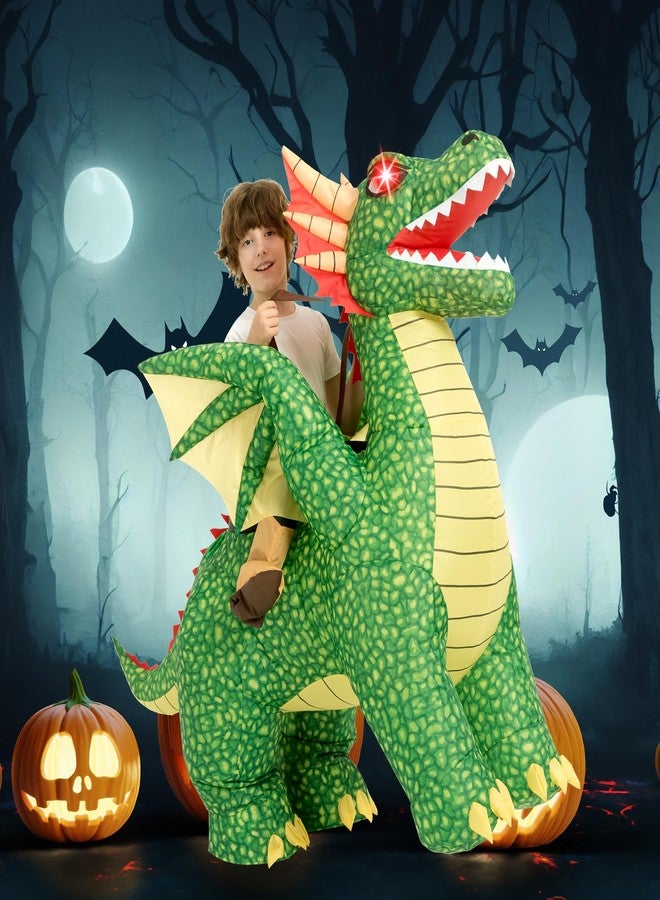 One Casa Inflatable Costumes for Kids,Blow Up LED Light Eyes Dragon Suit,Ride On Halloween Costumes for Boys Girls (4-6YRS) - Image 4